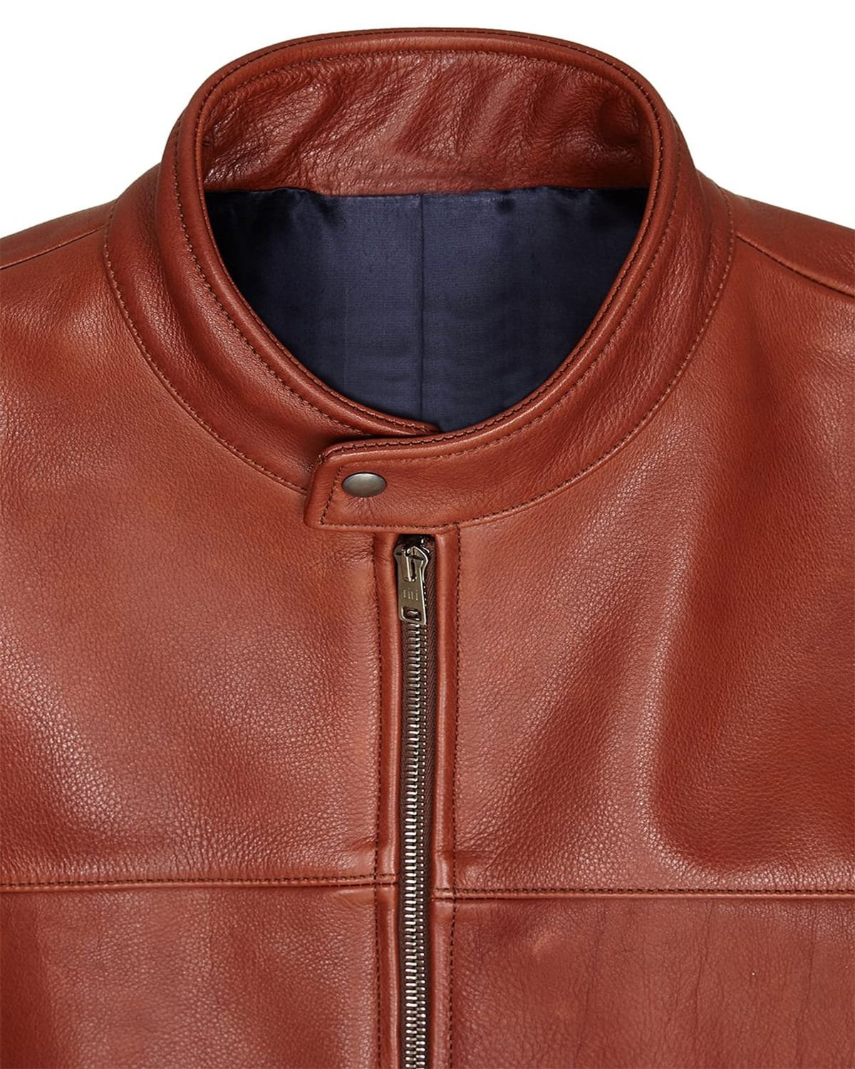 scin-13156-darkbrown-closure.jpg Giacca in pelle di pecora marrone da uomo, modello Cafe Racer