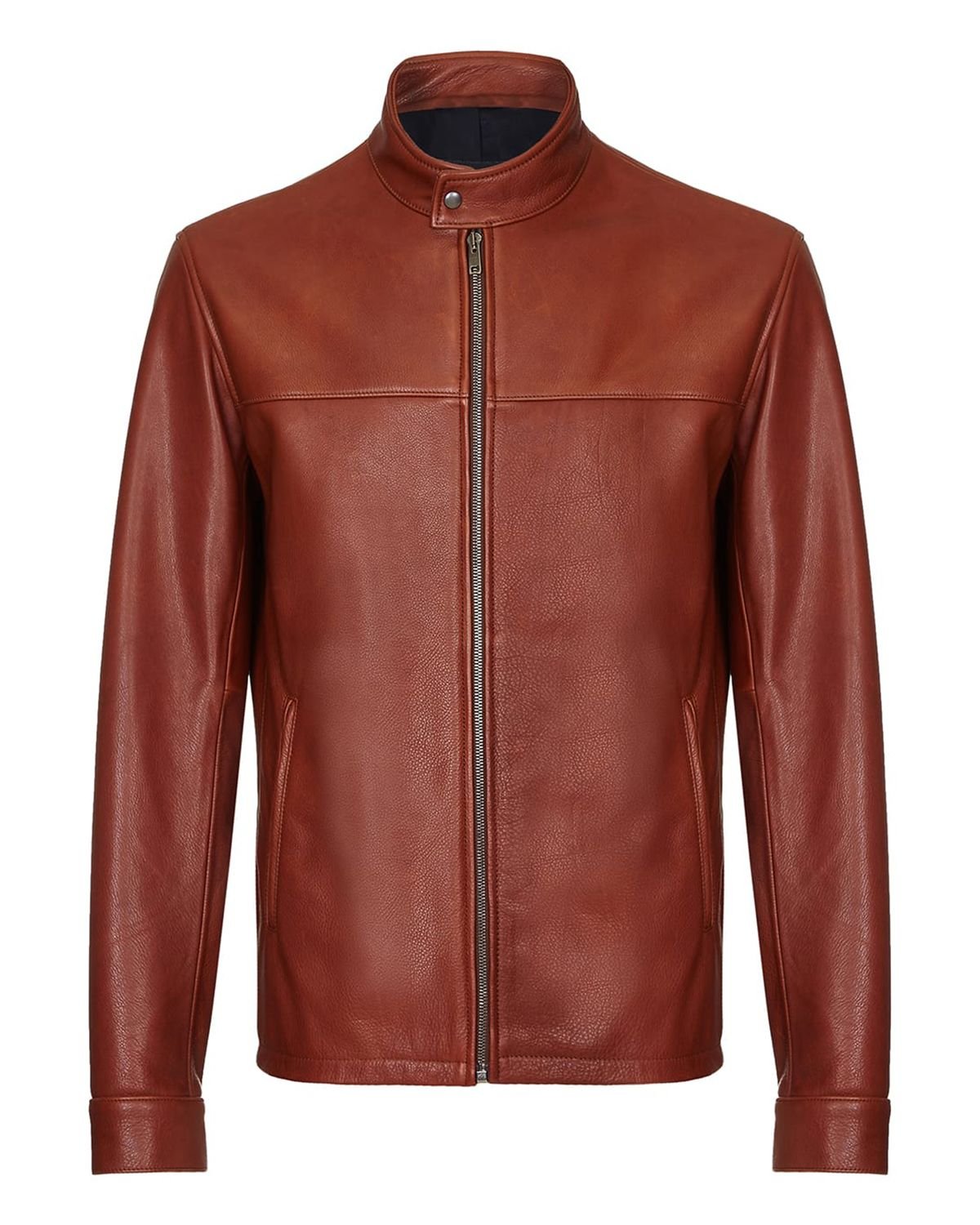 scin-13156-darkbrown.jpg Giacca in pelle di pecora marrone da uomo, modello Cafe Racer