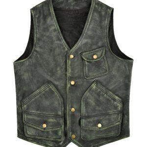 Gilet in pelle invecchiata Lester