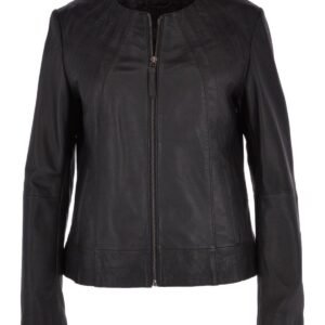 Giacca in pelle di pecora senza colletto Maisy