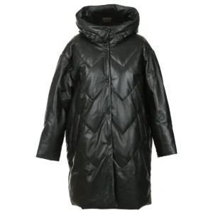 Cappotto lungo imbottito in pelle da donna