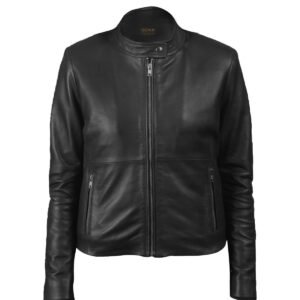 Giacca in pelle di pecora da donna Classic Cafe Rider, nera