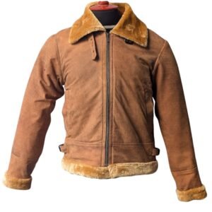 giacca da aviatore in vera pelle scamosciata da uomo