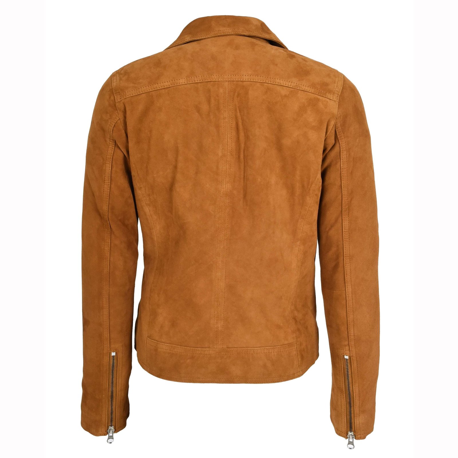 Giacca biker in pelle scamosciata di capra da donna Lola cognac – 2