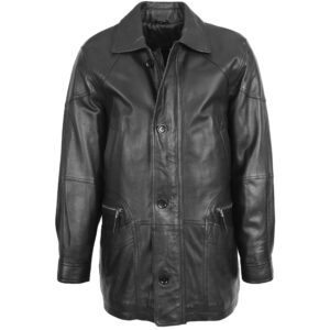 BUNERI M2 Cappotto in Vera Pelle Invernale Car Coat Classico Nero