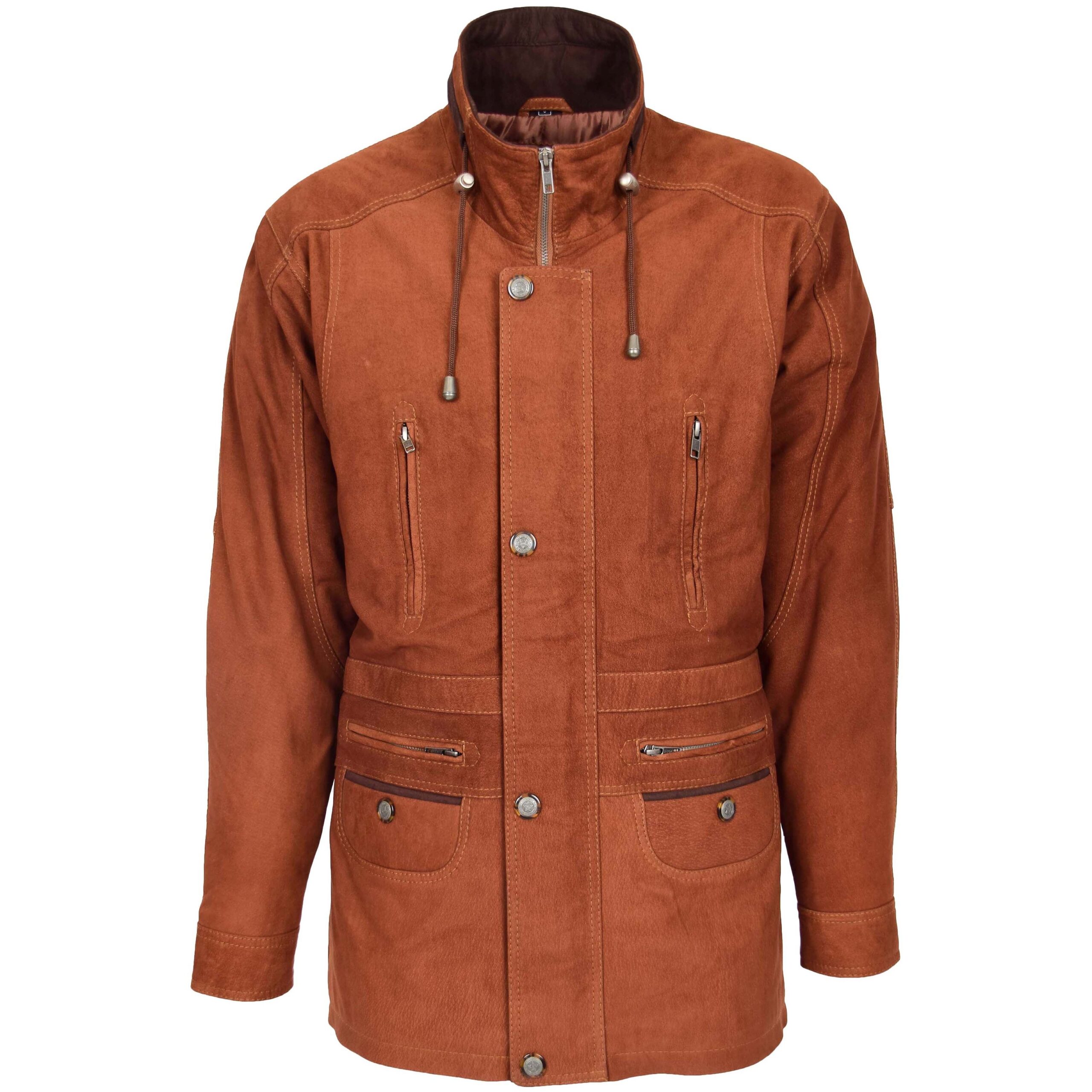 BUNERI Cappotto Auto in Vera Pelle Nubuck Cuoio da Uomo - immagine 3