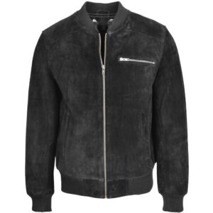BUNERI Giacca Uomo Camoscio Bomber Varsity Nero