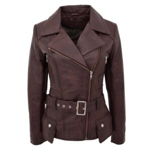 BUNERI Biker Pelle Celia Marrone Lunghezza Fianchi
